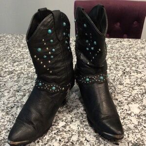 Dingo Black Leather Boots 8M